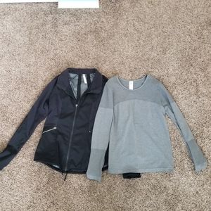 Fabletics size Large Grey Fitted Longsleeve shirt with Black Fitted Jacket